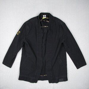 Puma XO Weeknd Collection Kimono Mens Black Open Canvas Long Sleeve Embroidered
